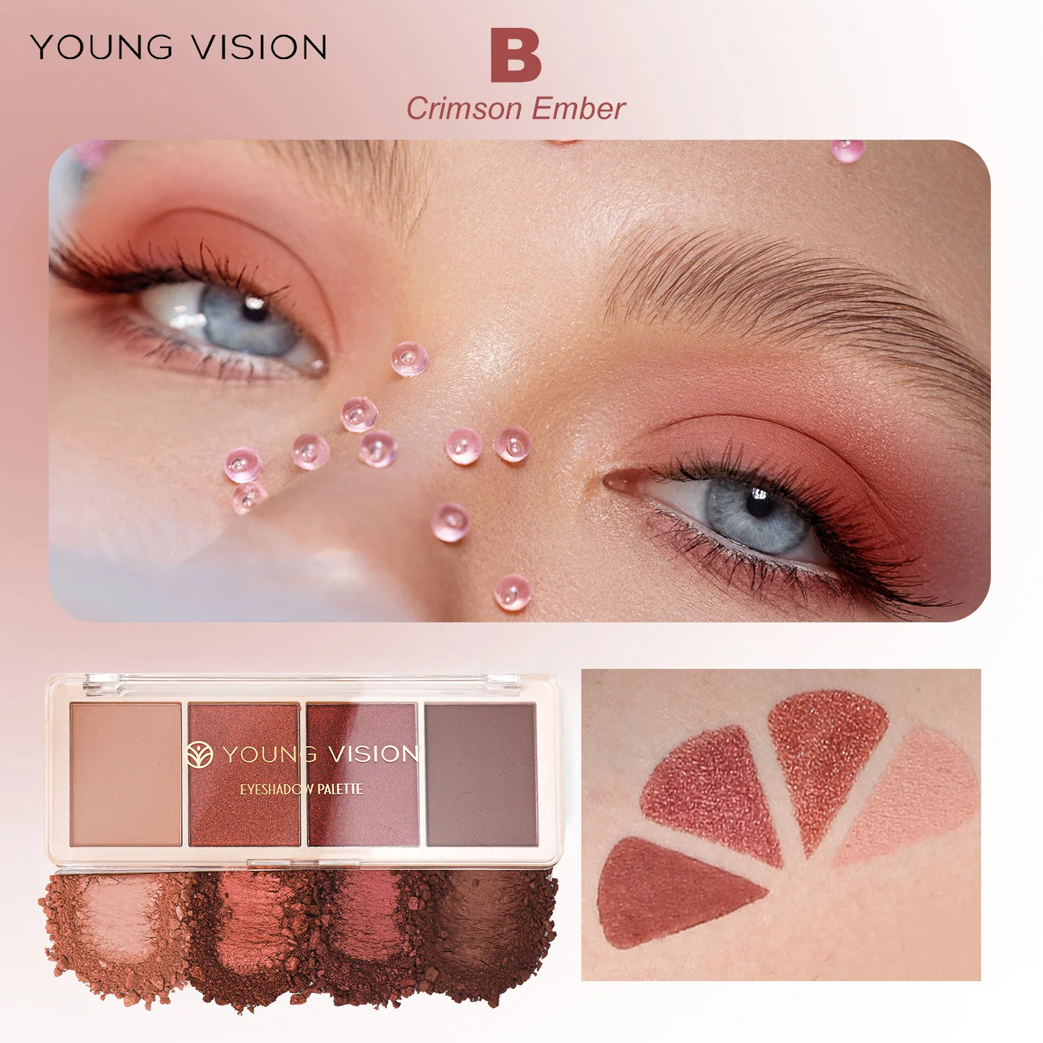 YOUNG VISION 4 Color Eyeshadow Palette Earth Tone Fine Shimmer Eyeshadow Repairing High-gloss Facial Makeup Palette