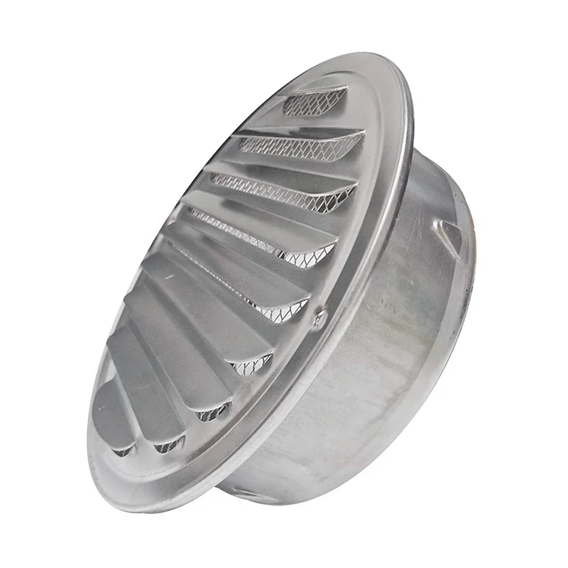 4Set 6 Inch Louvered Grille Cover Vent Hood Wall Air Vents With Built-In Fly Screen Mesh - 304 Stainless Steel-B61B