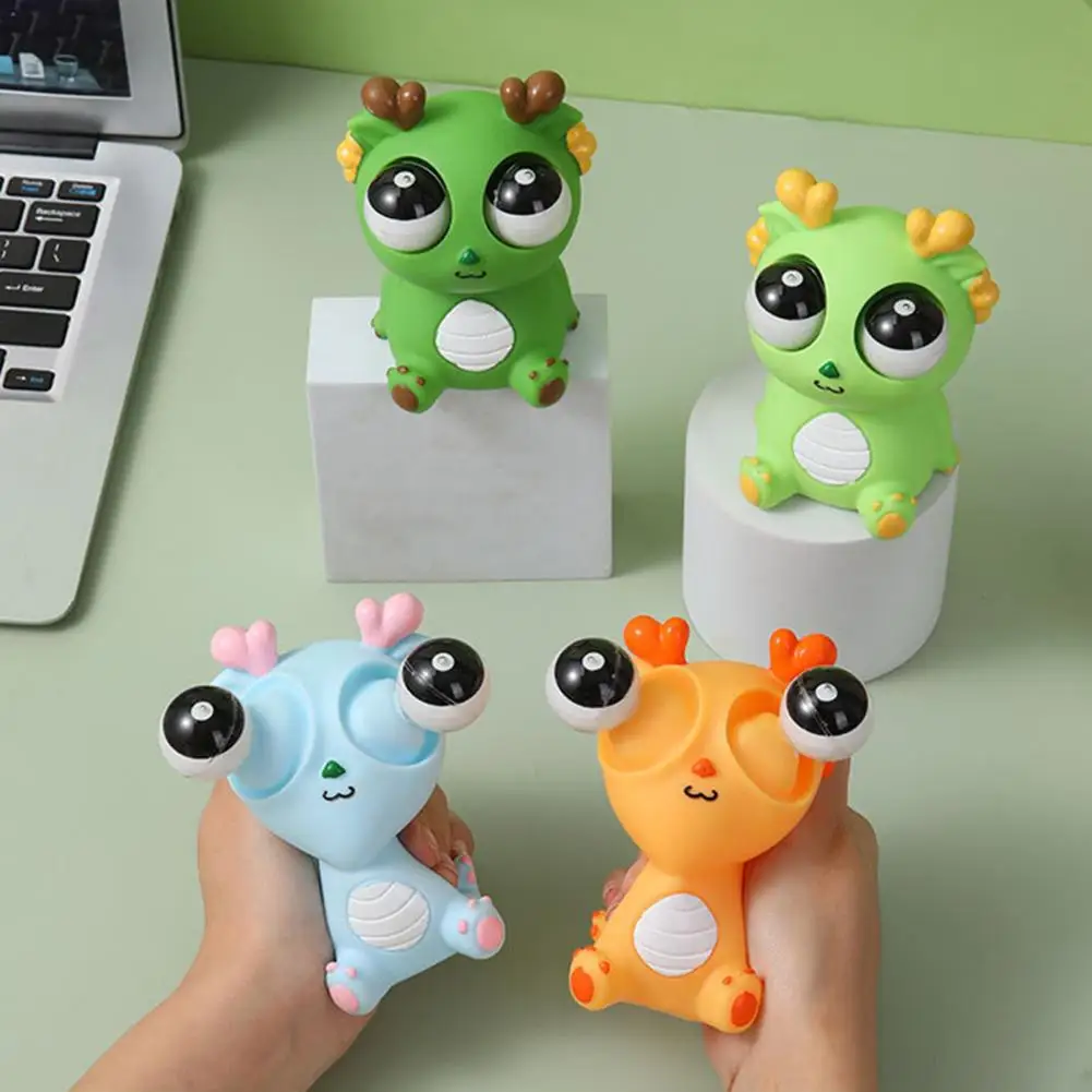 Cartoon Dragon Squeeze Doll Soft Pinch Toy Dragon Toy Funny Eyeball Animal Doll Stress Relief Toy Gift for Kids Adults