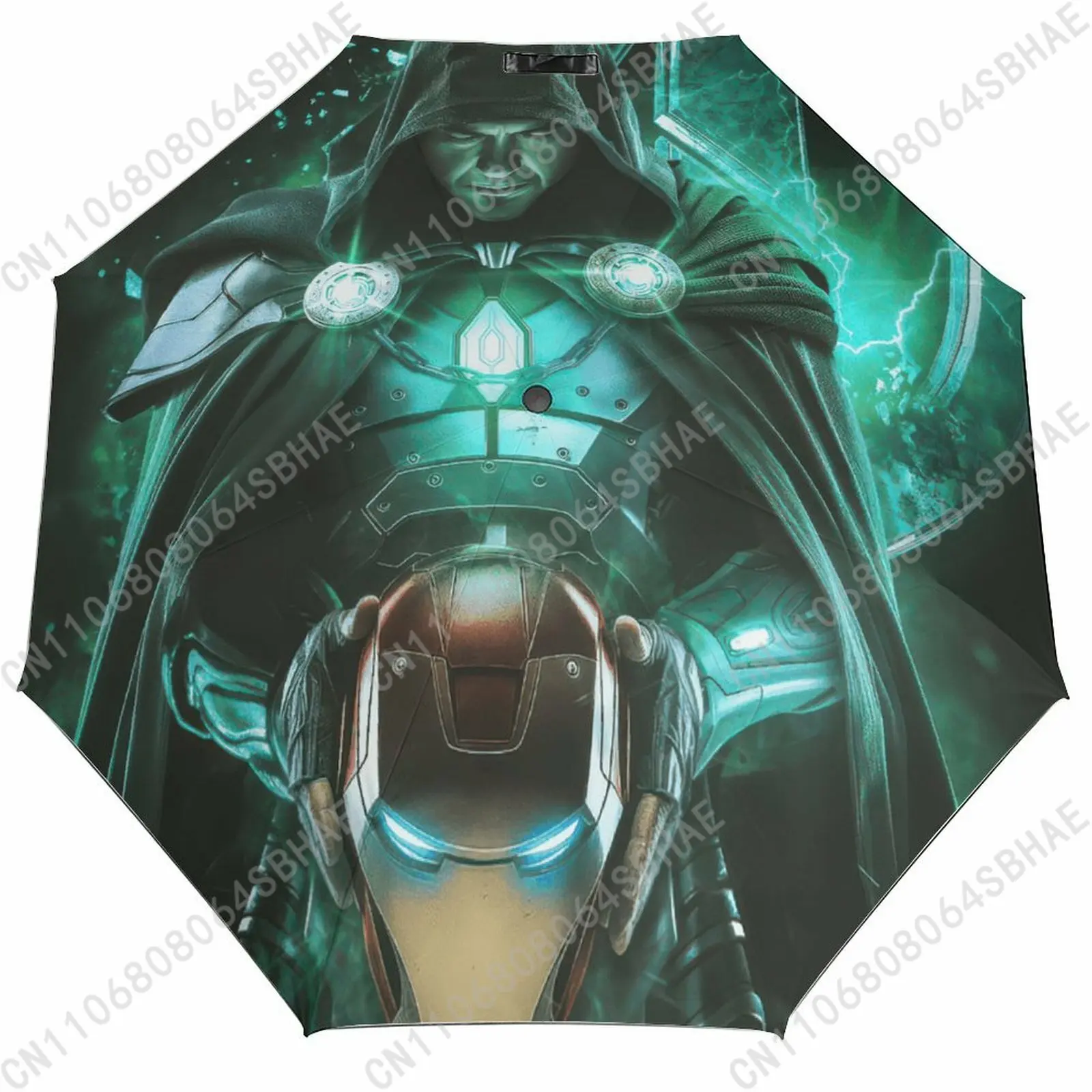 

Marvel Doctor Doom Automatic Foldable Umbrella One Button Umbrella with Black Coating Umbrella with Matching Pouch Cosplay