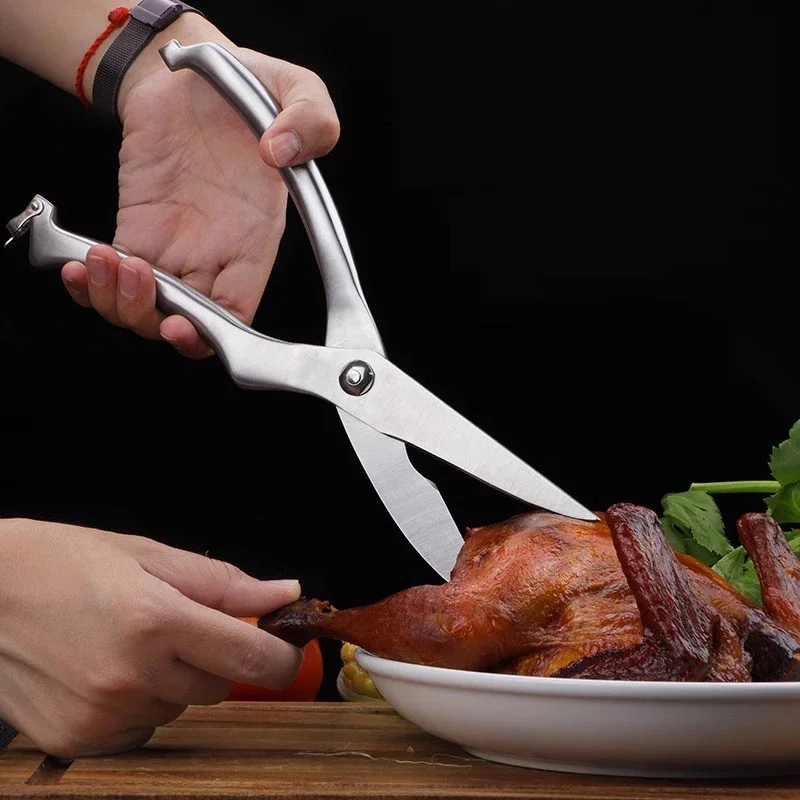 Stainless steel scissors Kitchen special multifunctional cutting food scissors Powerful sharp scissors for chicken bone barbecue