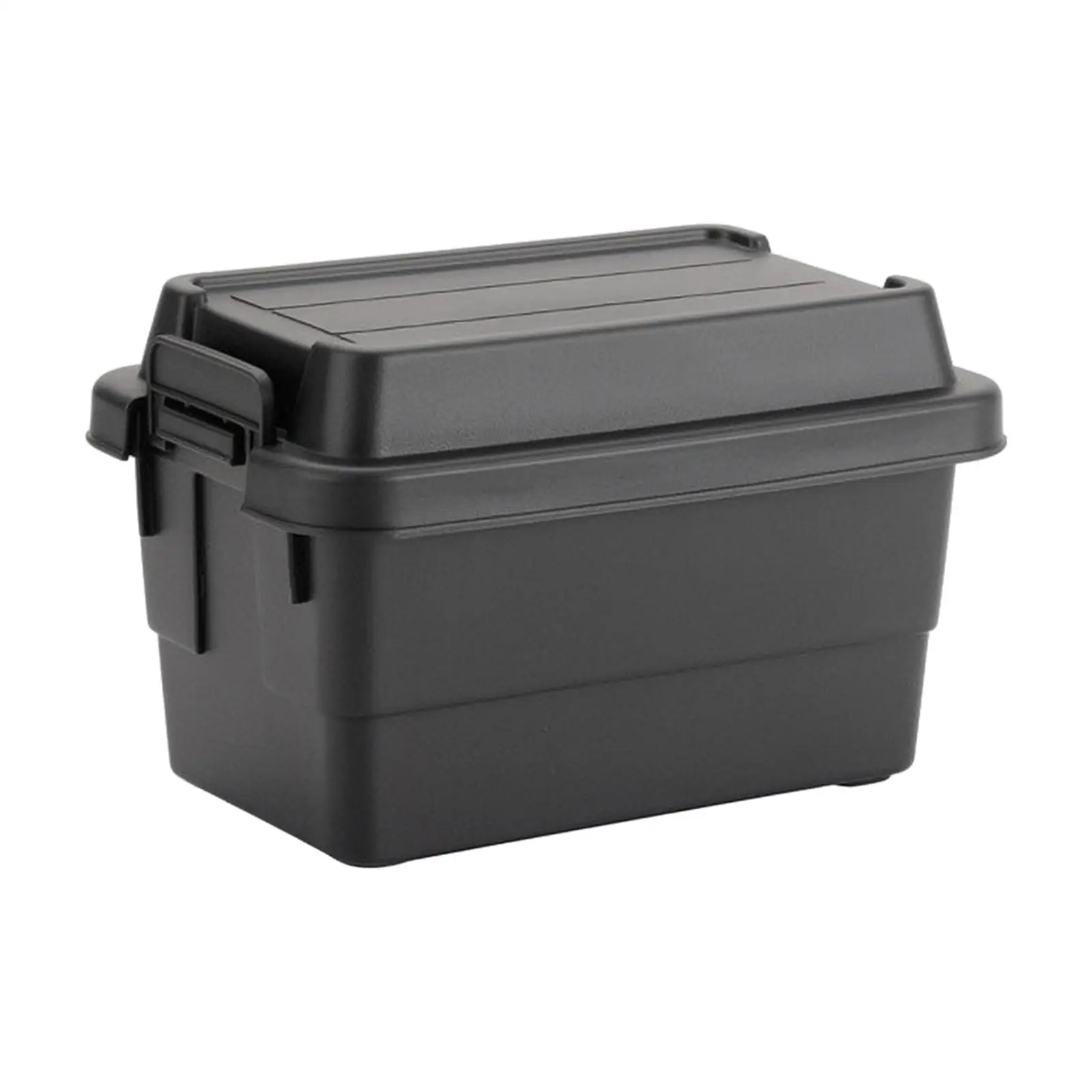 Stackable Plastic Storage Container with Locking Hinged Lid for Camping Supplies and Kitchen Pantry
