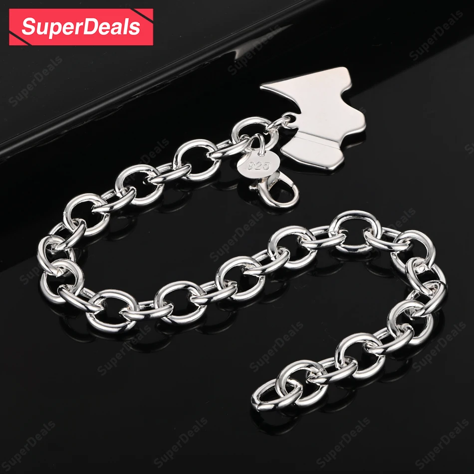 

SuperDeals 925 Sterling Silver Puppy Pendant Bracelet Fashion Trend Jewelry Women Party Wedding Banquet Gift Cute Accessories