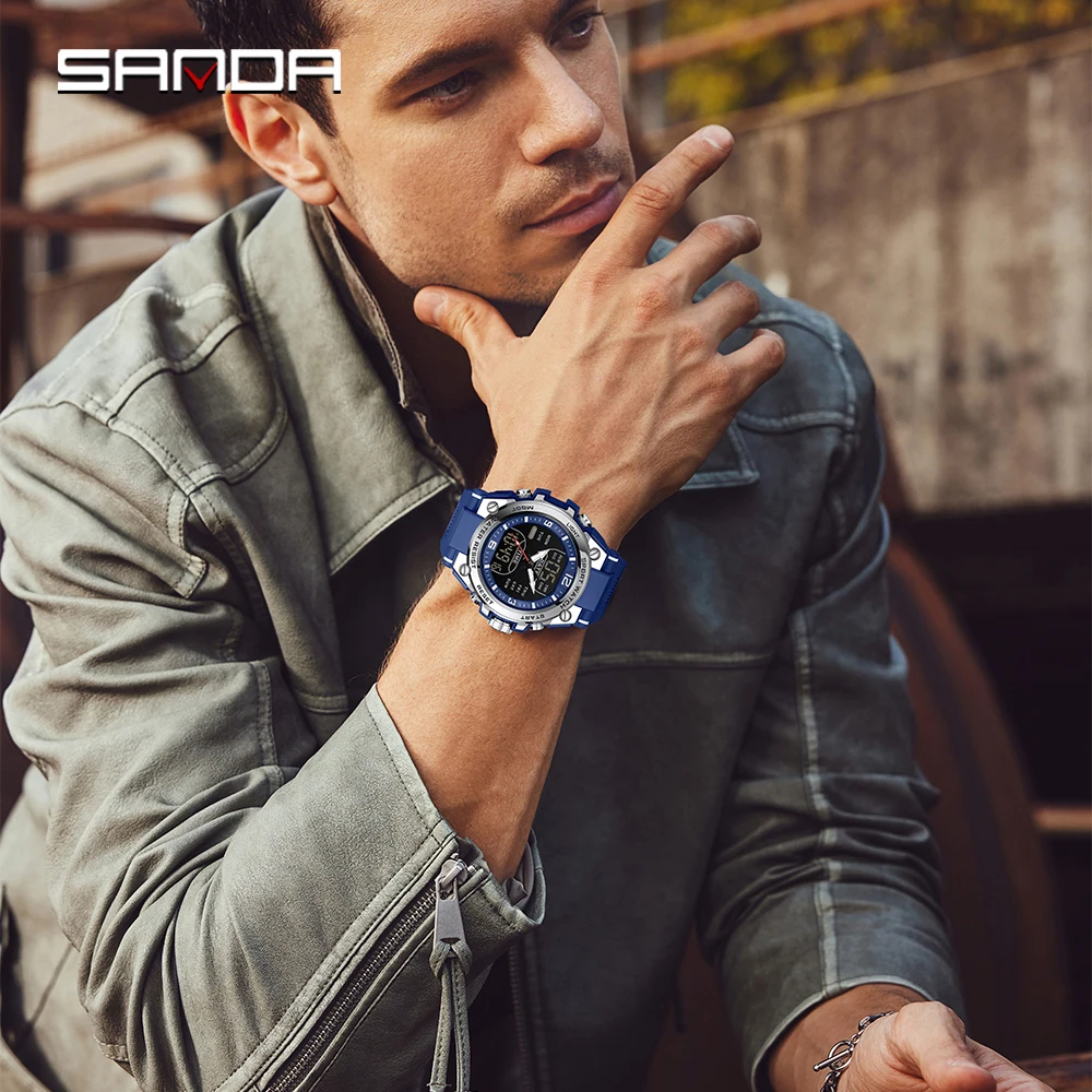 Il nuovo orologio elettronico per studenti 6252 di SANDA per sport all'aria aperta, impermeabile multifunzionale, dovrebbe essere un orologio elettronico da uomo a LED