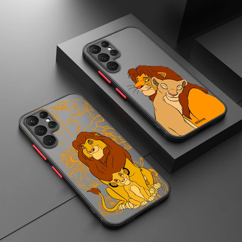 Disney Lion King Simba For Samsung S24 S23 S22 S21 Ultra S20 FE S10 Plus Lite 4G 5G Frosted Translucent Cover Capa Fundas