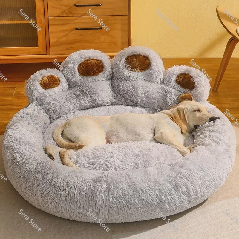 Fluffy Dog Bed Winter Warm Large Pet Products Small Sofa Baskets Pets Kennel Mat Puppy Cats Supplies Basket Blanket Accessories