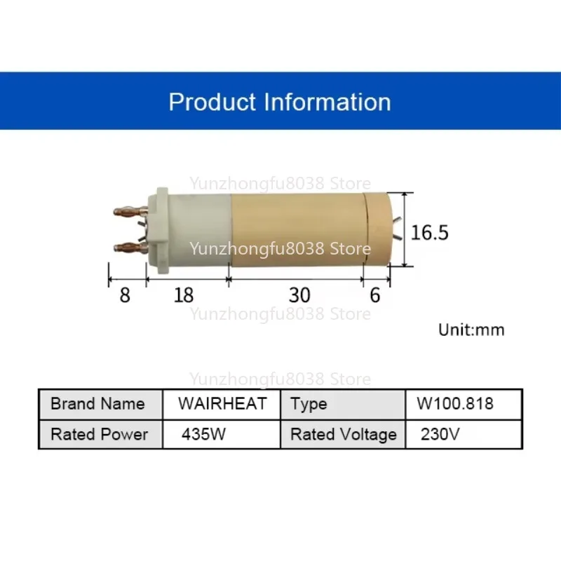 100.818 230V 435W Mini Portable Ceramic Heater/Heating Element for Hand Tool Thermal Spray for Use on Roof Welding