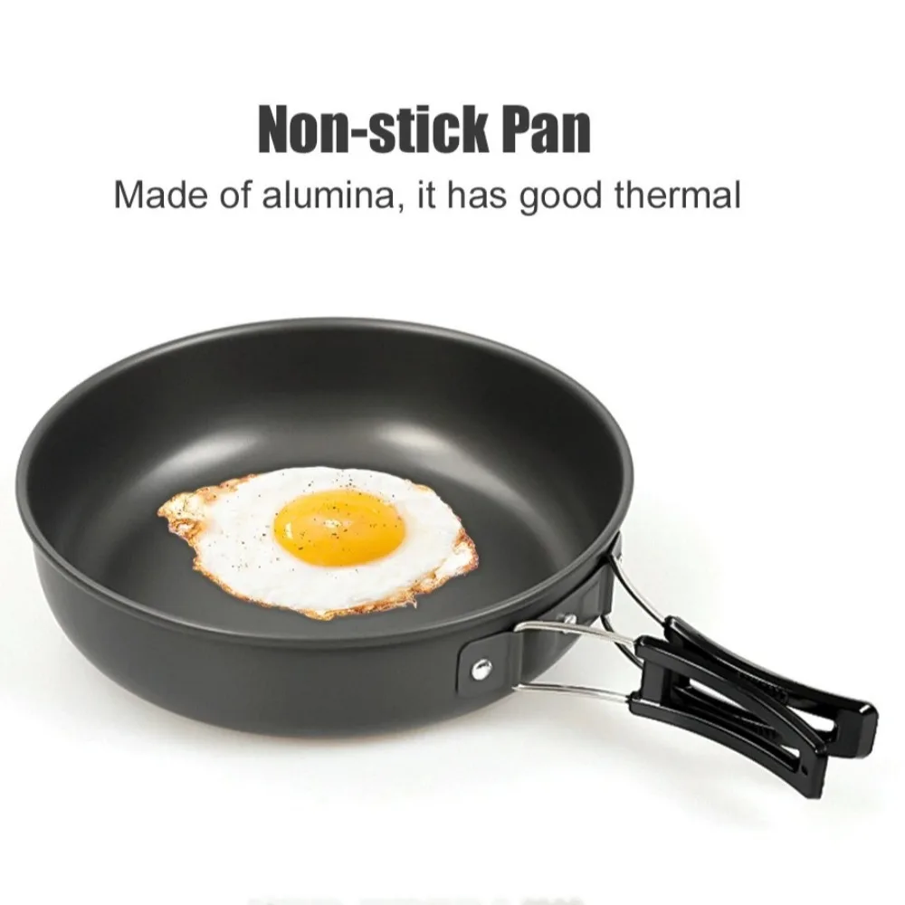 Non-stick Camping Frying Pan with Foldable Handle Aluminum Alloy Picnic Cookware Set Ultra-light Portable Outdoor Pan Pot
