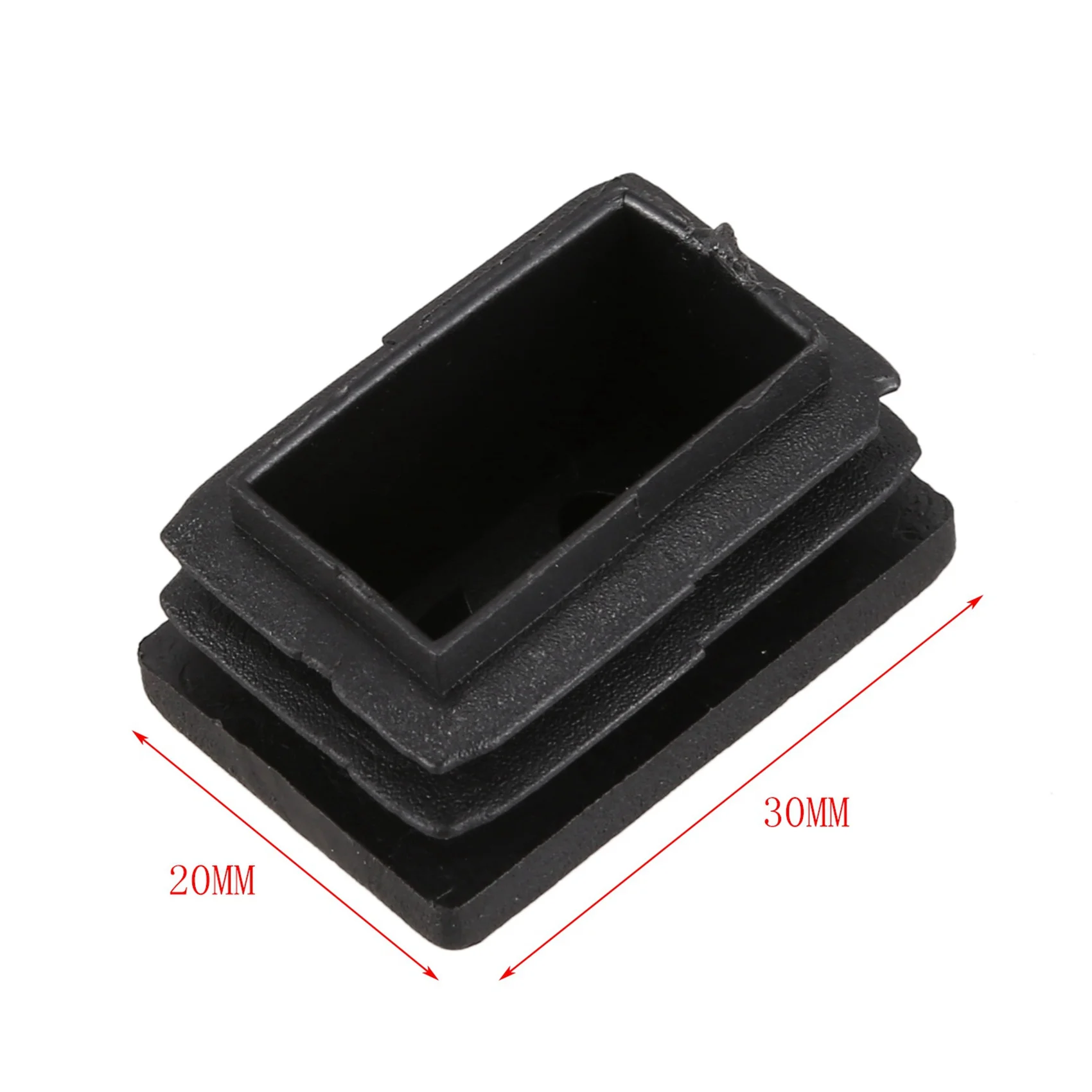 A7THK-40 Pcs Plastic Rectangular End Cap 30Mm X 20Mm Threaded Pipe Tube Insert Rubber Feet