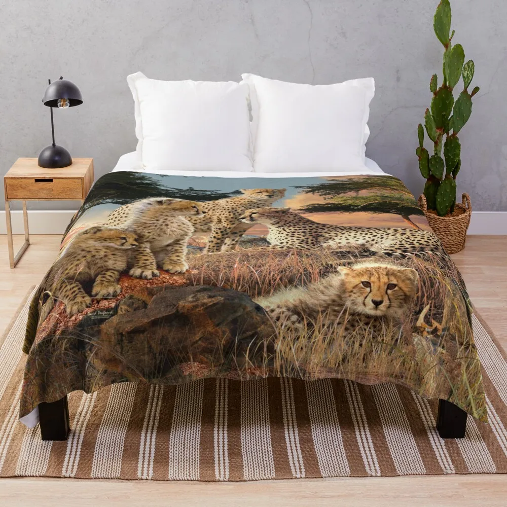 

Cheetahs Throw Blanket Long Lasting Soft Plush Blanket for Daily Use