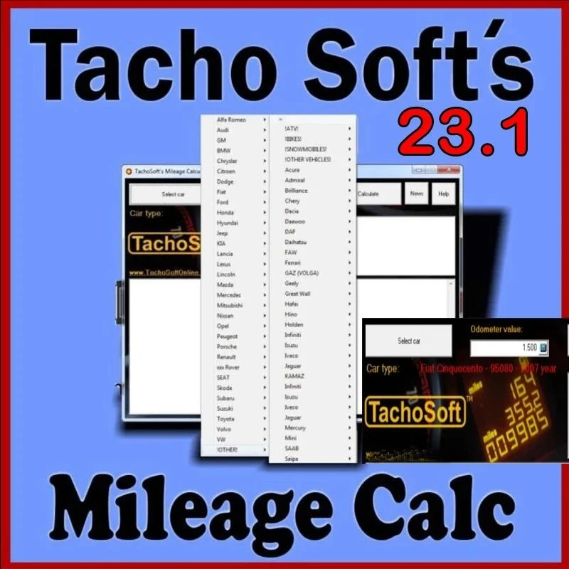 SOFTWARE TachoSoft Modify Mileage Calculator 23.1 car mileage calculation EEPROM ECM English for Peugeot for Jeep