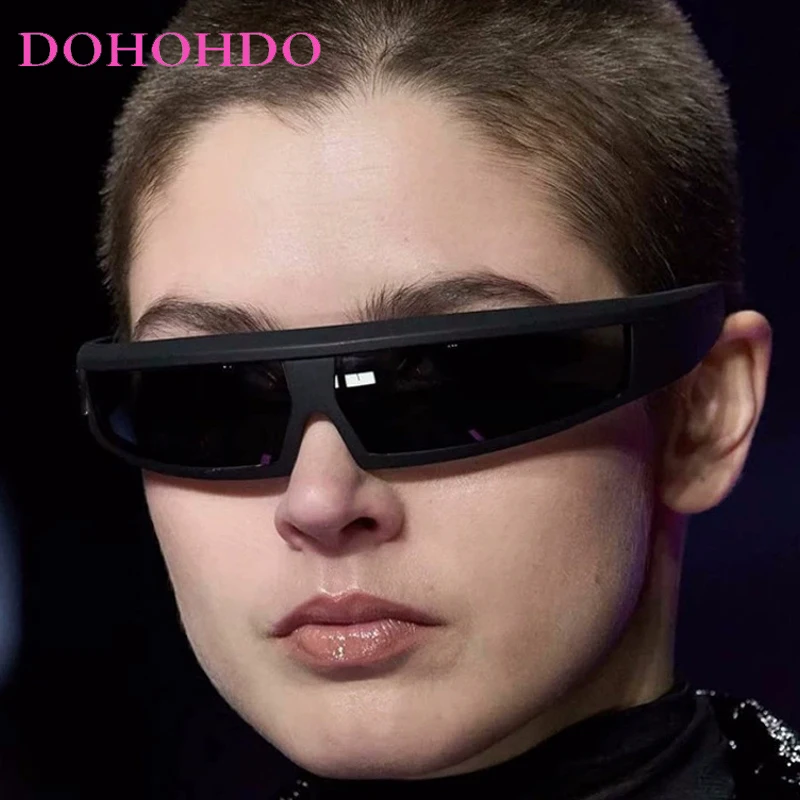 

DOHOHDO Y2K Cool Aesthetic Rectangle Sunglasses Men Fashion Eyewear Future Technology Trend Goggles Bicycle UV400 Cycling Glass