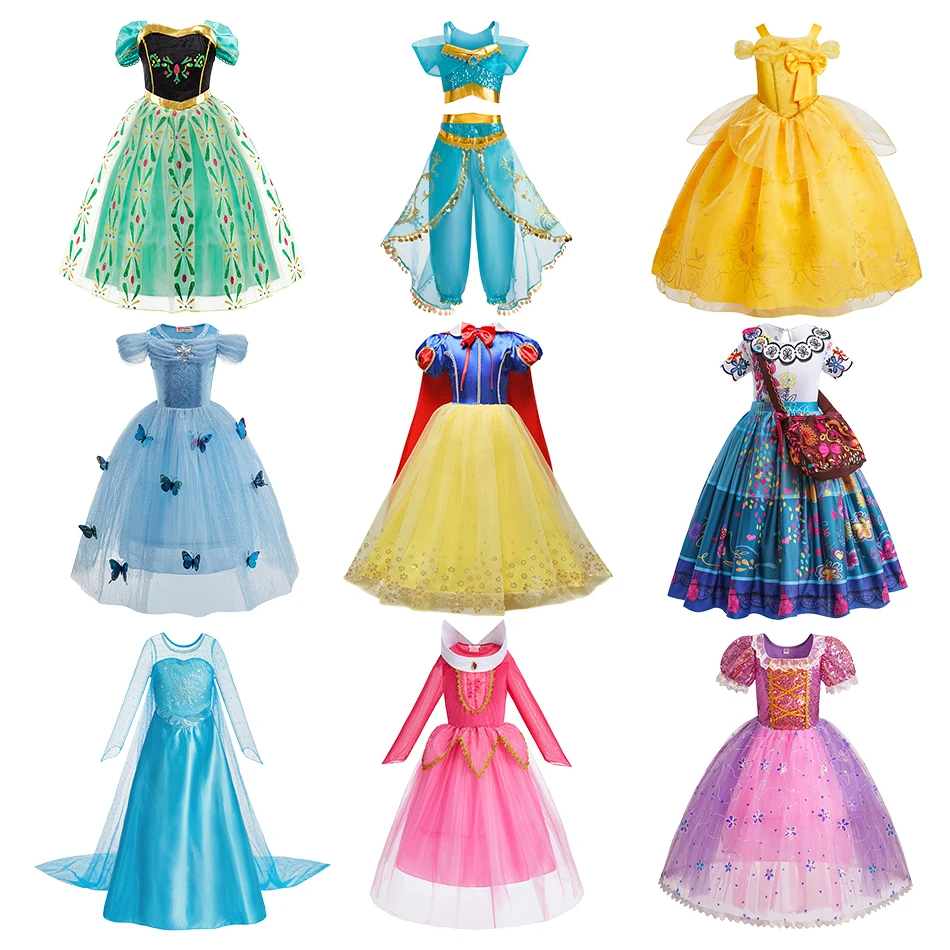 Kids Princess Dress Children Cinderella Snow White Rapunzel Birthday Luxury Dress Up Kids Christmas Halloween Cosplay Dresses