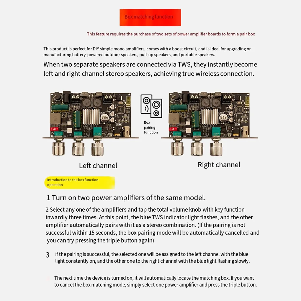 TPA3116D2 Single Channel Amplifier 100W Power Output Bluetooth-compatible Module Amplifier Board  Sound Amplifier