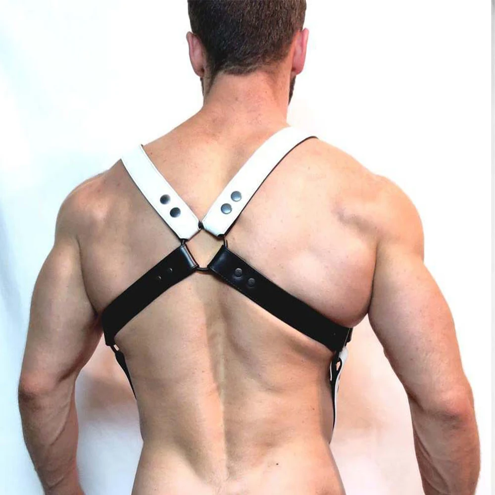 Male Sexual Lingerie Fashion Leather Chest Harness Belt Adjustable BDSM Body Bondage Harness Strap Fetish Gay Clothing for Sex