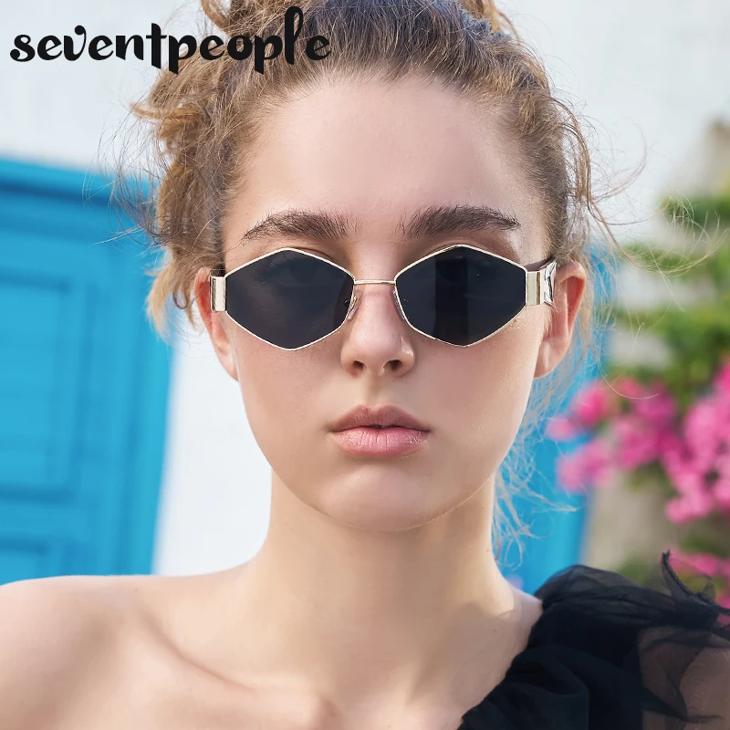 Metal Rhombus Sunglasses Women 2023 Luxury Brand Designer Fashion Irregular Sun Glasses For Men Trendy Polygonal Sunglass Unisex