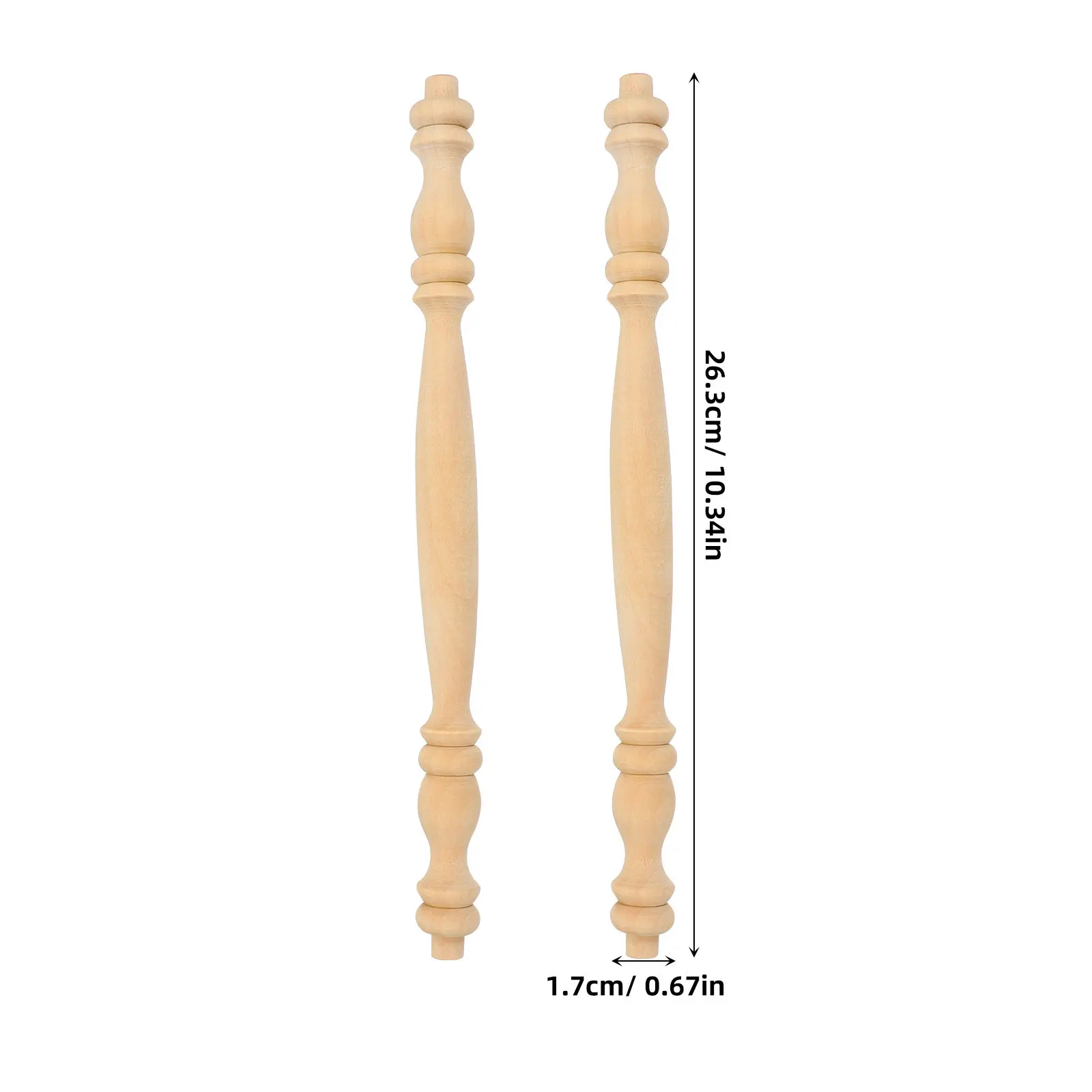 Picture 3: 2Pcs Unfinished Solid Wood Spindles Column Design Decorative Baluster for Stairs Banister Wine Column Head Home