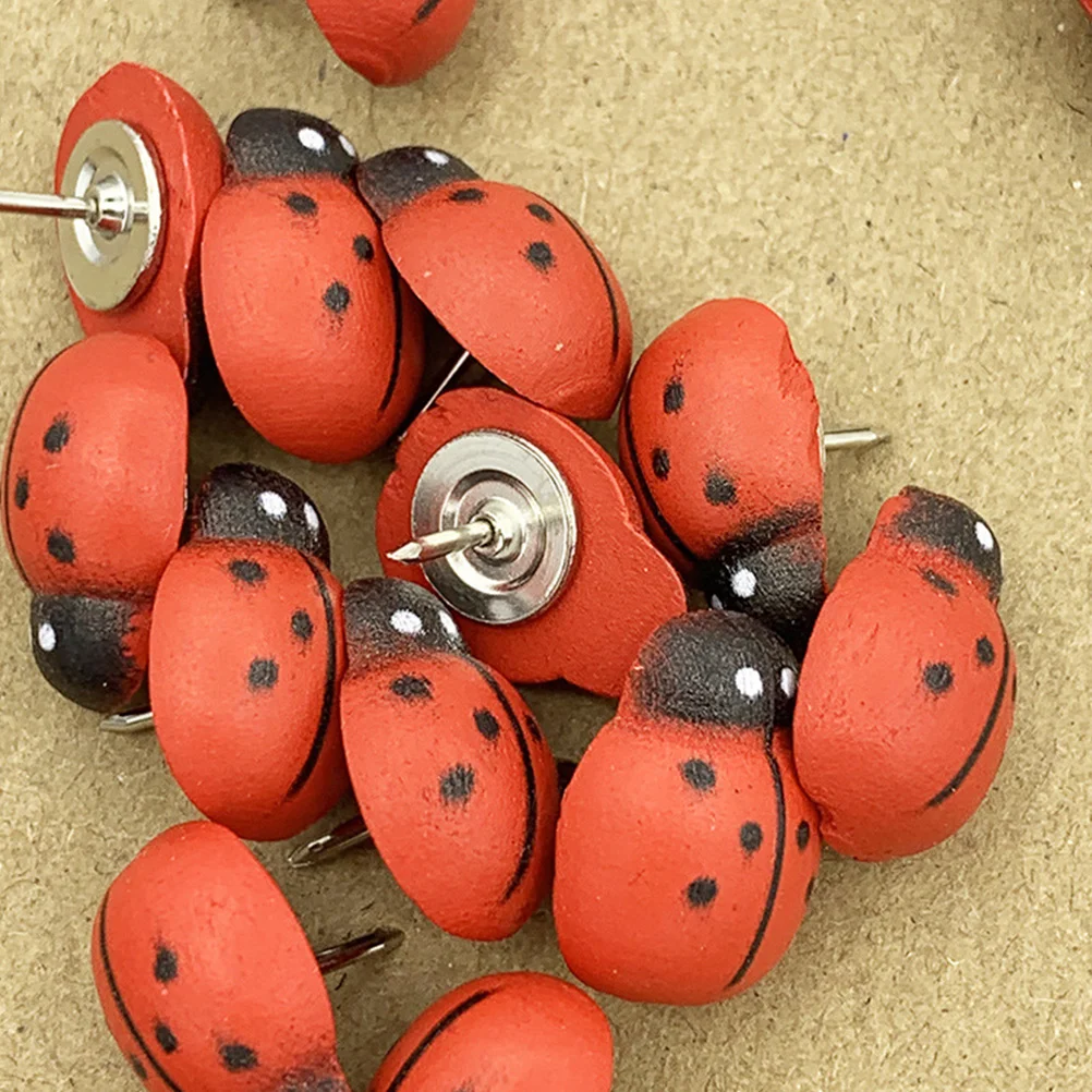 100 قطعة دبابيس ضغط خشبية صغيرة لطيف الخنفساء شكل دبابيس الزخرفية ل لوحة الرغوة خريطة بمناسبة لوحة الإعلانات ديكور غرفة مكتب المنزل #4