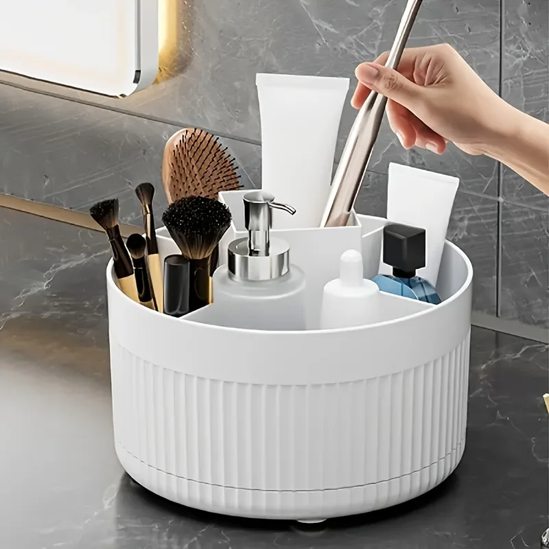 Drehbarer Kosmetik-Organizer für den Schreibtisch, Vielseitiger Aufbewahrungsbehälter für Make-up, Pinsel, Bürobedarf und Badezimmer – Detail 3