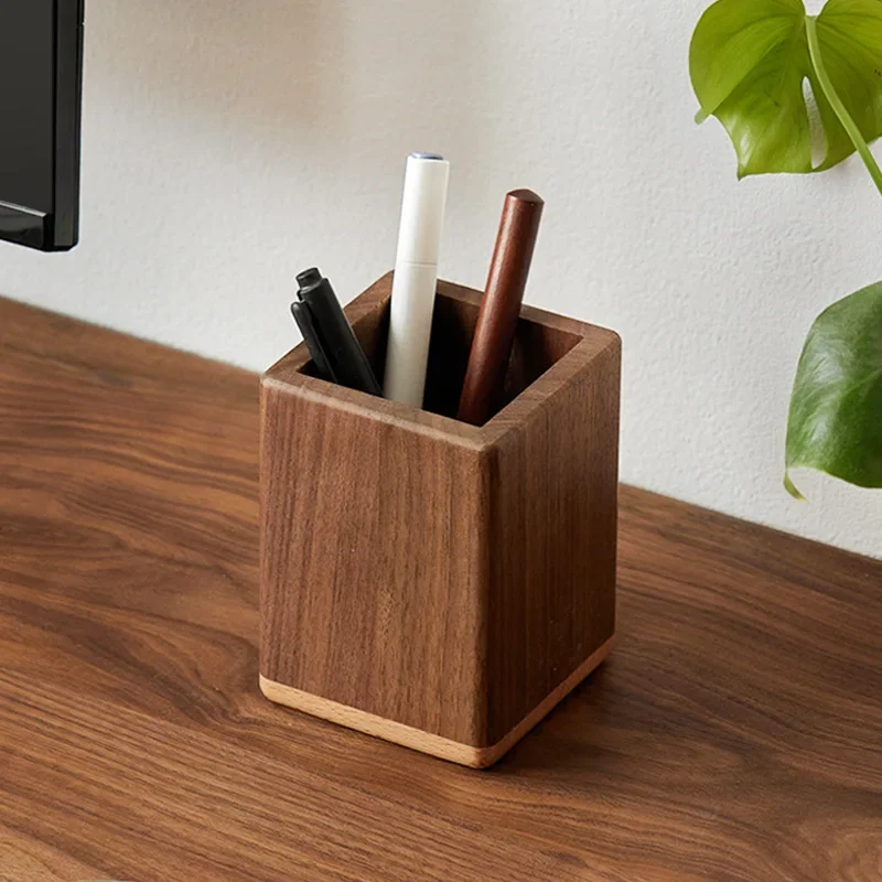 Rosewood Storage Box Desk Clutter Desktop Organizer Wooden Storage Box Multi Compartment Remote Control Stationeries Pen Holder