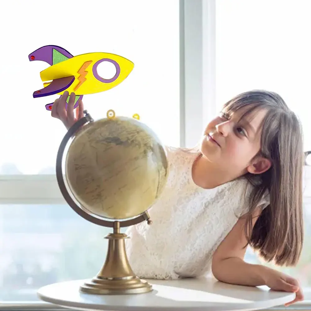 

5pcs Diy Rocket Unfinished Wooden Kids Hand-Painted Craft Graffiti For Child Use Wood Unpainted