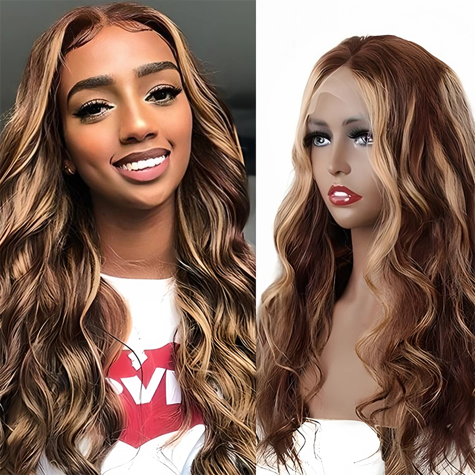 

30 Inch 200 Density Cheap Brazilian Highlight Colored Body Wave Wigs 100% Human Hair 13x6 Hd Lace Frontal Wig on Clearance Sale