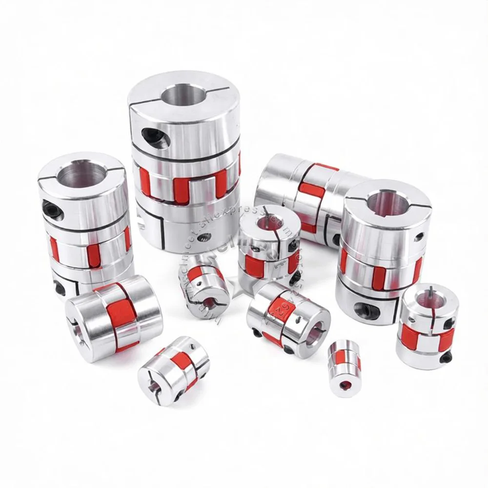 D40L45 Plum Flexible Shaft L-Jaw Coupling with Elastic Spider, Aluminum Alloy, Bore 8-22mm, for Motor/Pump/Fan Transmission