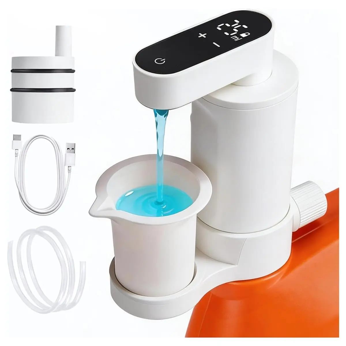 [A99U] Electric Laundry Detergent Dispenser, Automatic Laundry Dispenser for Liquid Detergent, with Adapter,USB Recharg White