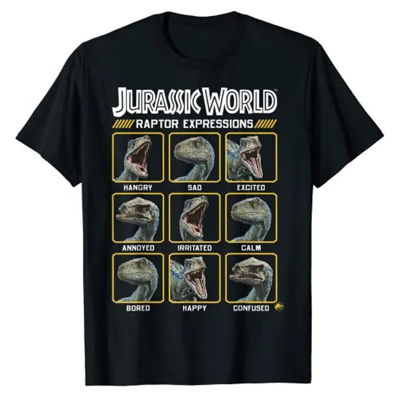 Cute Cartoon Dinosaur Lover Outfit Graphic Tee Top Streetwear Clothes Jurassic World Two Blue Raptor Expressions Graphic T-Shirt