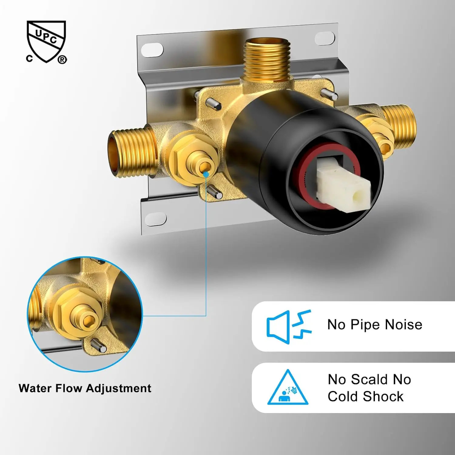 Shower Faucet with Valve, Single Handle Control Shower Valve and Trim Kit, Bathroom Rainfall Shower with 6 Inch Shower Head