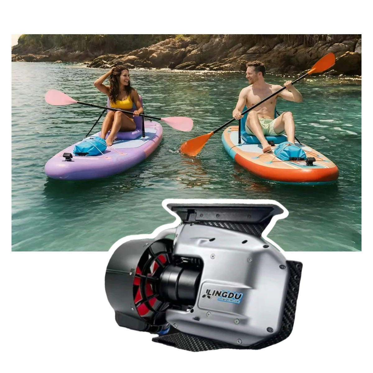 SZ 40A Blade Propeller Electric Thruster For Paddleboard Kayak IP68 Waterproof 3 Blades Steering System With Batteries