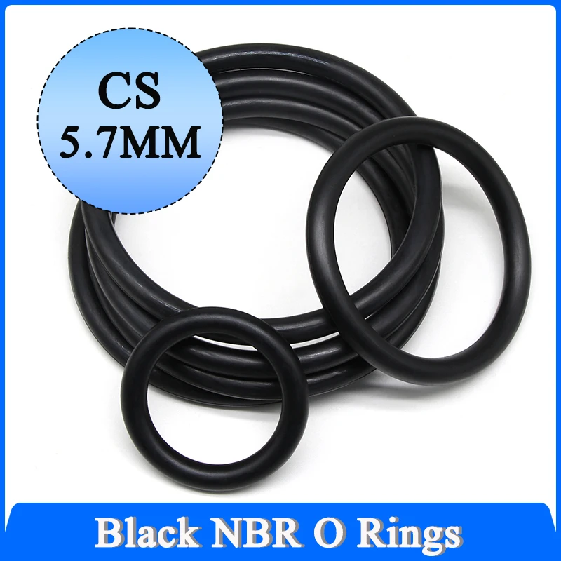 

5pcs Black NBR O Ring Seal Thickness CS 5.7mm OD 30mm ~ 300mm Nitrile Rubber Spacer Oil Resistance Washer Round Gasket o ring