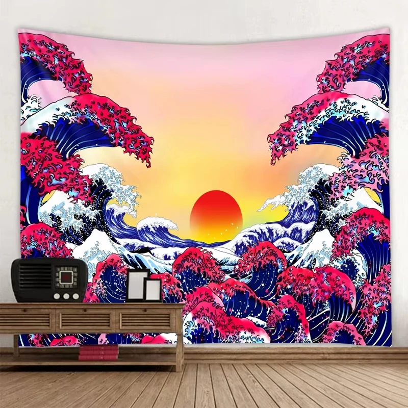 Mount Fuji Japan Tapestry Art Printing Tapestry Great Wave of Kanagawa Wall Hanging Decoration Household Japanese Home Tapestry