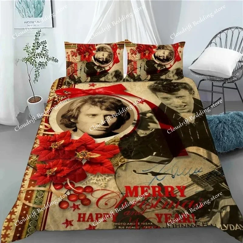 

Johnny Hallyday Bedding Set,Rock star Music Duvet Cover Quilt Cover Pillowcase Single Double Size Boys Adult Birthday Gift