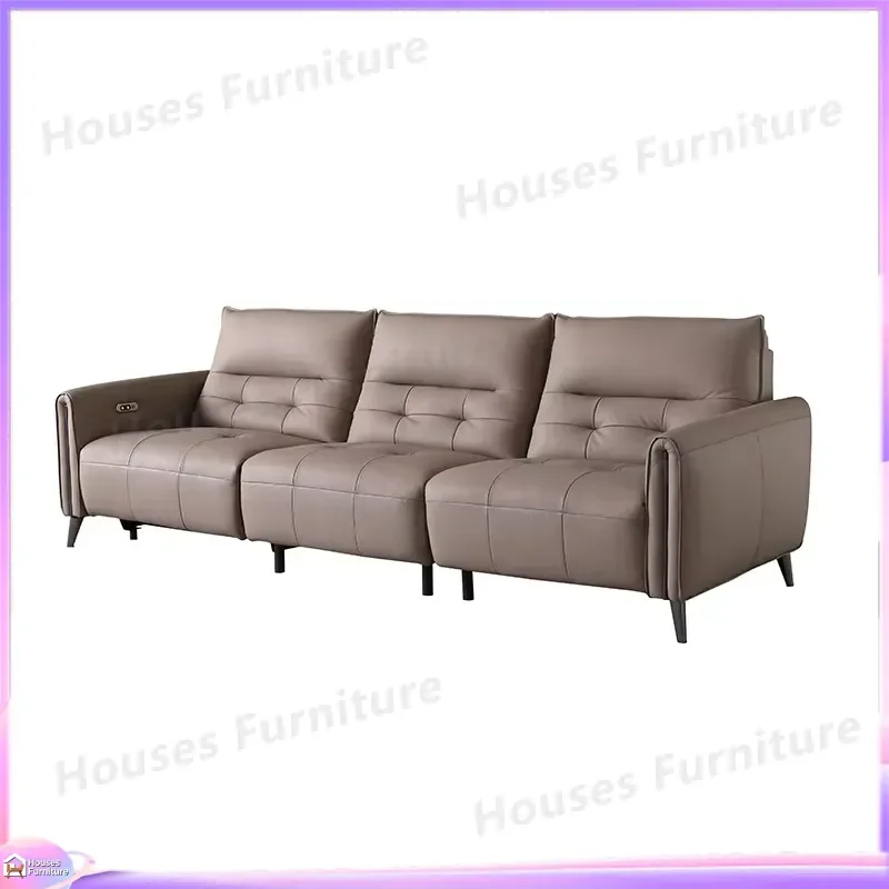 Italian Style Recliner Sofa Set Genuine First Layer Cowhide Leather Adjustable Modern Living Room Furniture