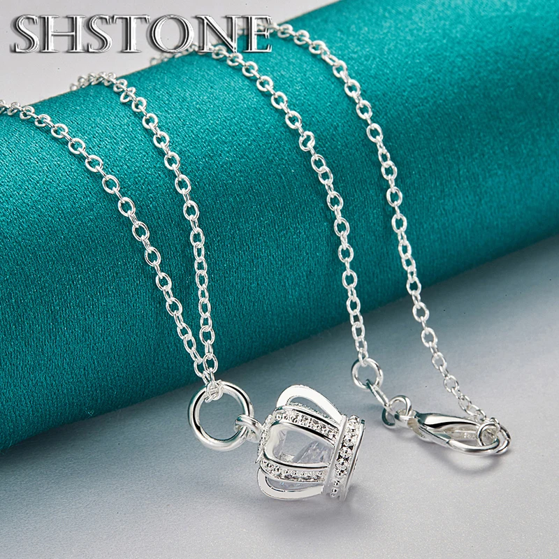 Upscale 925 Sterling Silver AAA Zircon Crown Pendant Necklace For Women 40cm-75cm Chain Wedding Birthday Party Fashion Jewelry