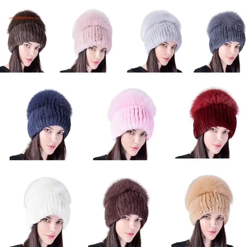 

Vintage Knit Hat Furry Hat for Teen Winter Cycling Skiing Conies Hair Plush Hat