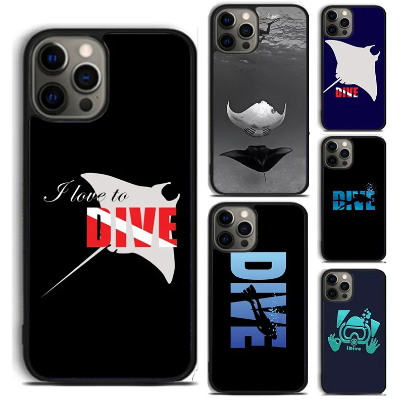 Dive Scuba Diver Shark Diving phone Case Cover For iPhone 16 15 14 Plus XR XS apple 16 11 12 13 mini Pro Max coque