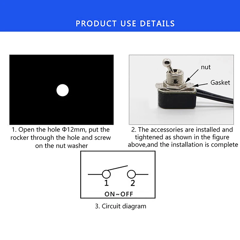 1PC AC 250V 3A On/Off Prewired Standard Toggle Switch With Wire Cable Contacts Switch Electrical Equipment Accessories image 4