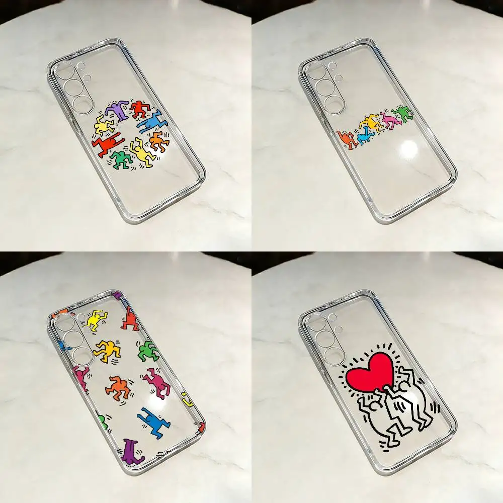 Keith H-Haring Art Clear Hard Phone Case For Samsung S25,24,