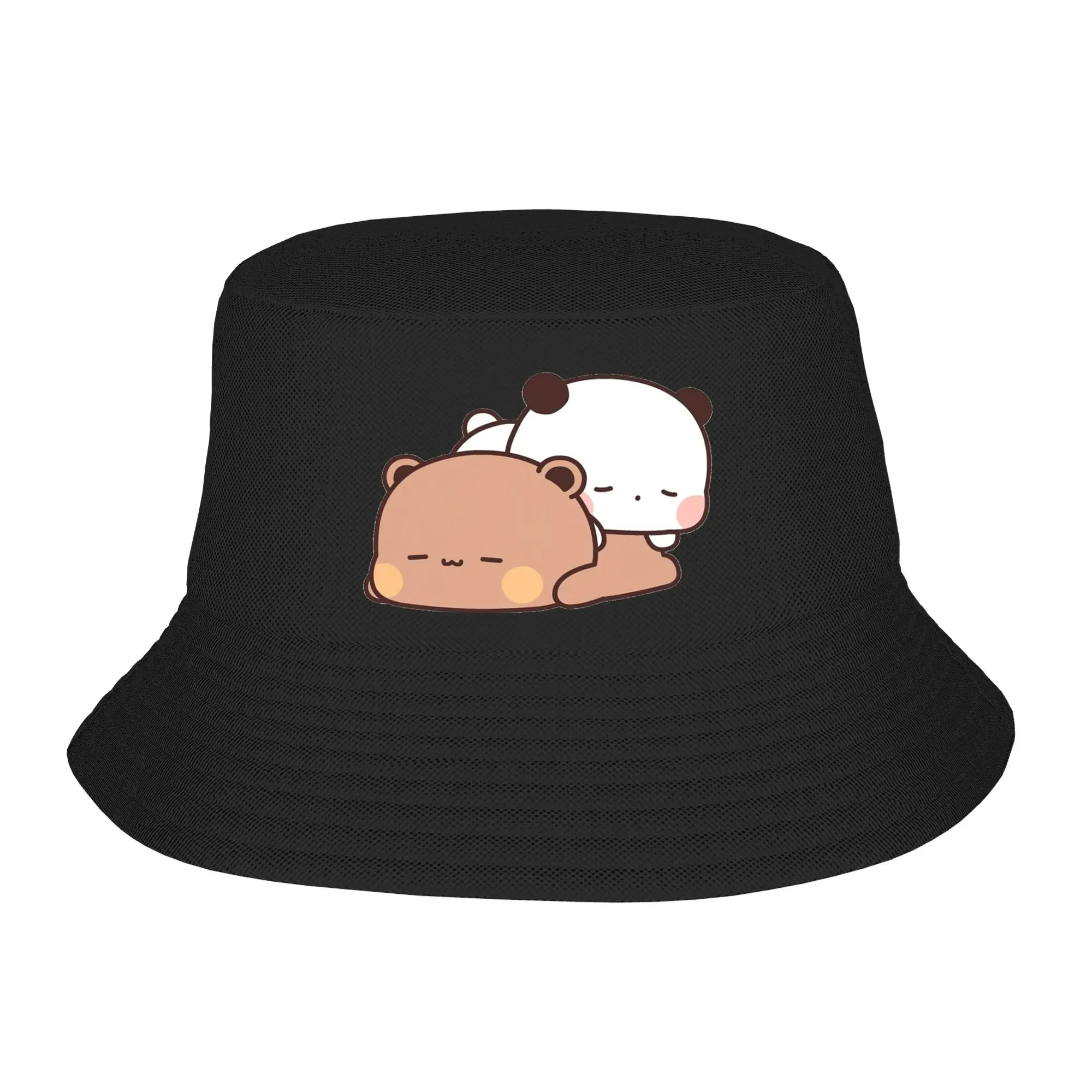 Panda Bear Couple Anime Cartoon  Bucket Hat Spring Headwear Accessories Bubu And Dudu Fishing Hat for Outdoor Teen Session Hat