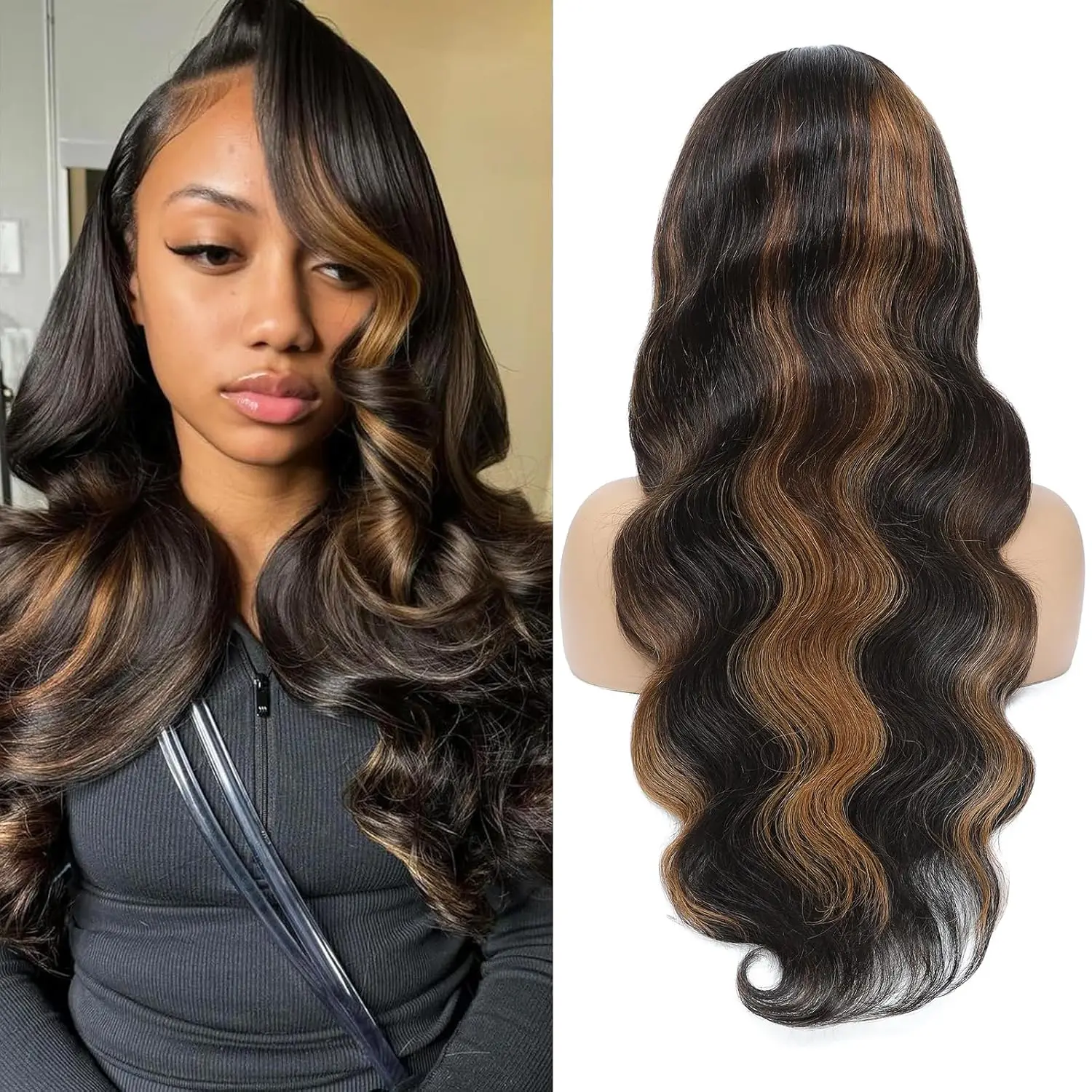 العسل شقراء الدانتيل شعر مستعار أمامي شعر الإنسان 13x4 HD الدانتيل شعر مستعار أمامي 4/27 تسليط الضوء على أومبير الجسم موجة الدانتيل أمامي غلويليس الباروكات