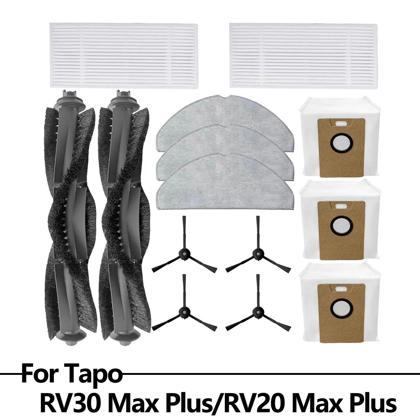 For Tapo RV30 Max Plus/RV30 Max/RV20 Max Plus/RV20 Max Robot Vacuum Accessories Main Brush Side Brush Mop Pad Filters Dust Bag