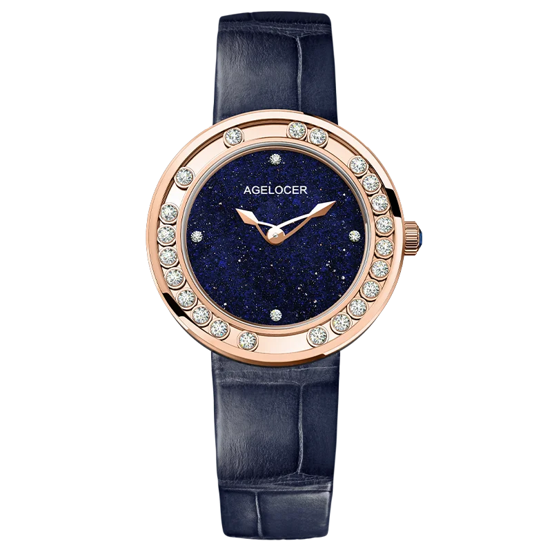 AGELOCER Orologio Baikal originale con diamanti Orologio al quarzo da donna in oro di lusso con diamanti Orologio con diamanti Regalo di compleanno per le donne
