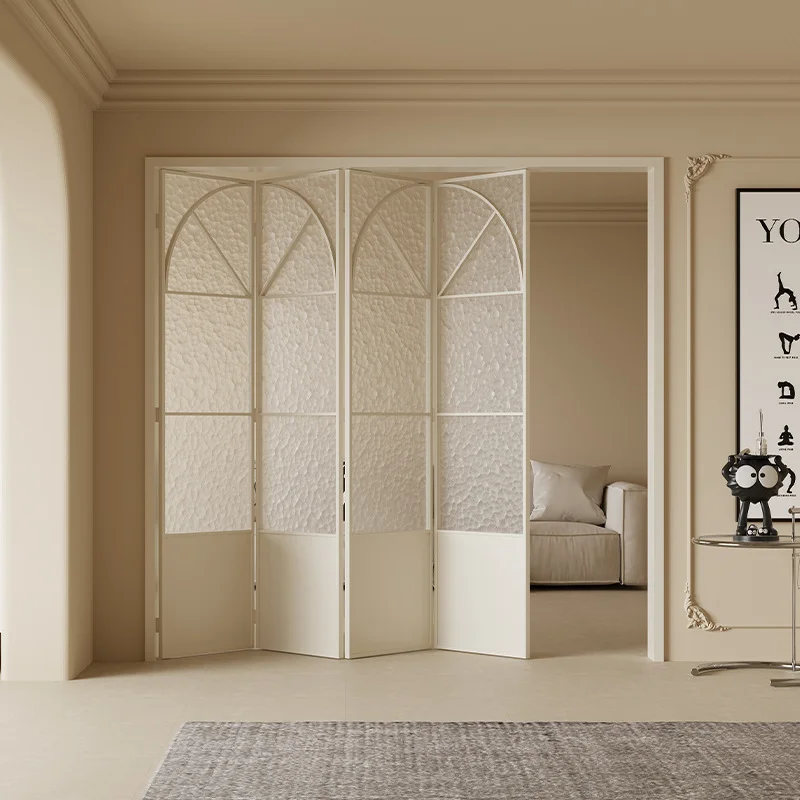 Living Room Manual Partition Folding Door Aluminum Frame Glass French Accordion Folding Doors Indoor Soundproof Fold Able Doors