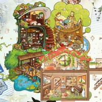Cartoon Scenery Stickers - Cat Hut Scene 3D Stereo Hut, Stress-Relieving DIY Decor for Hand Account（ Anime Worlds Store）