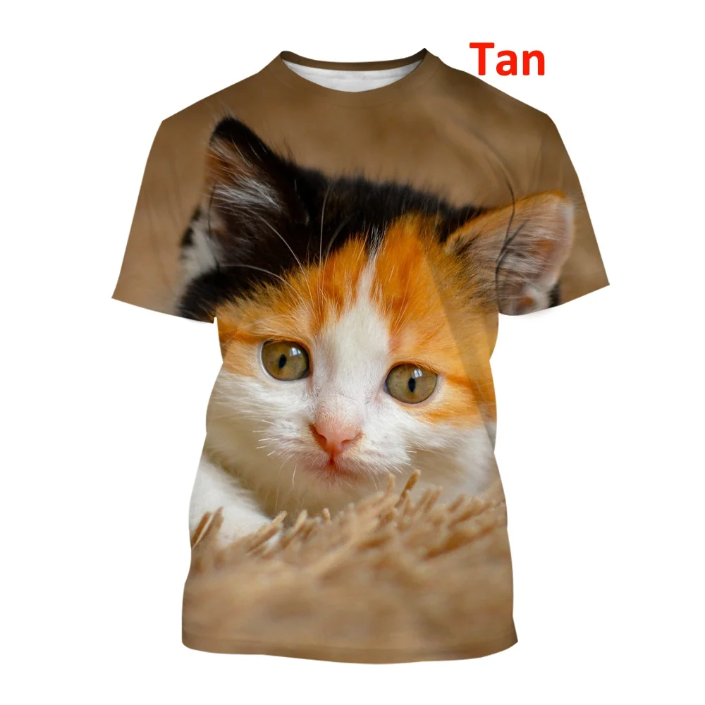 2022 Fashion Men Women Summer Casual T-shirts Short Sleeve T Shirt Cute Cat Print Pullover Tops Round Neck Tops