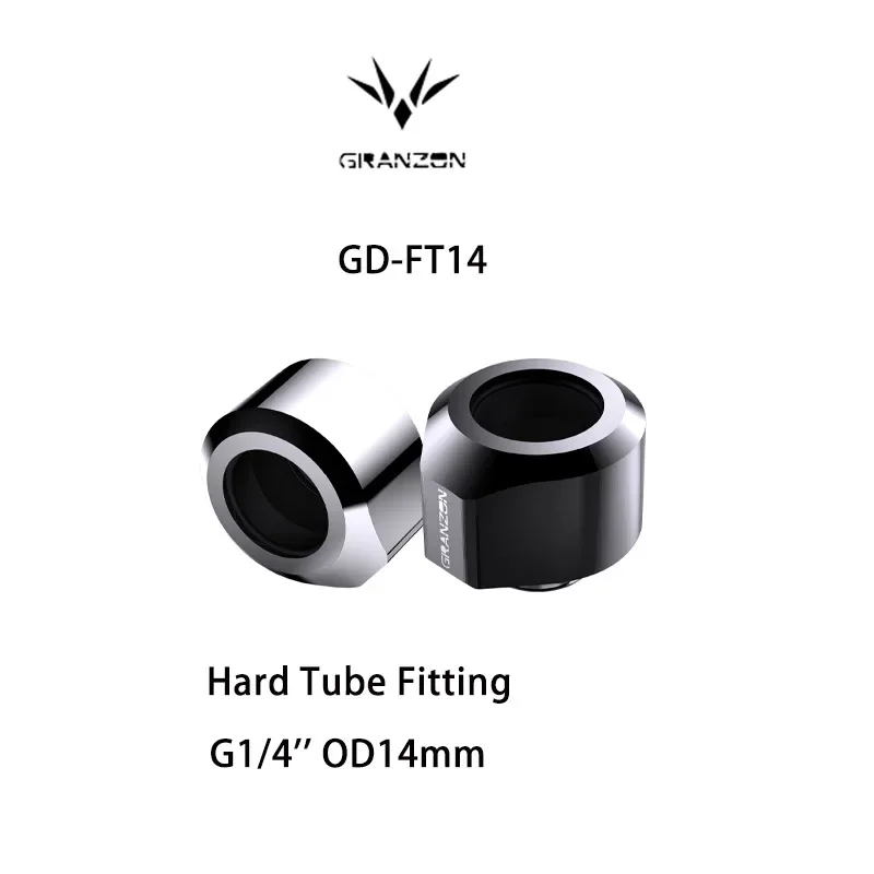 Granzon G1/4'' OD14mm Hard Tube Fitting For PC Water Cooling Acrylic PETG Pipe / Black Silver White Anti-off Connector / GD-FT14