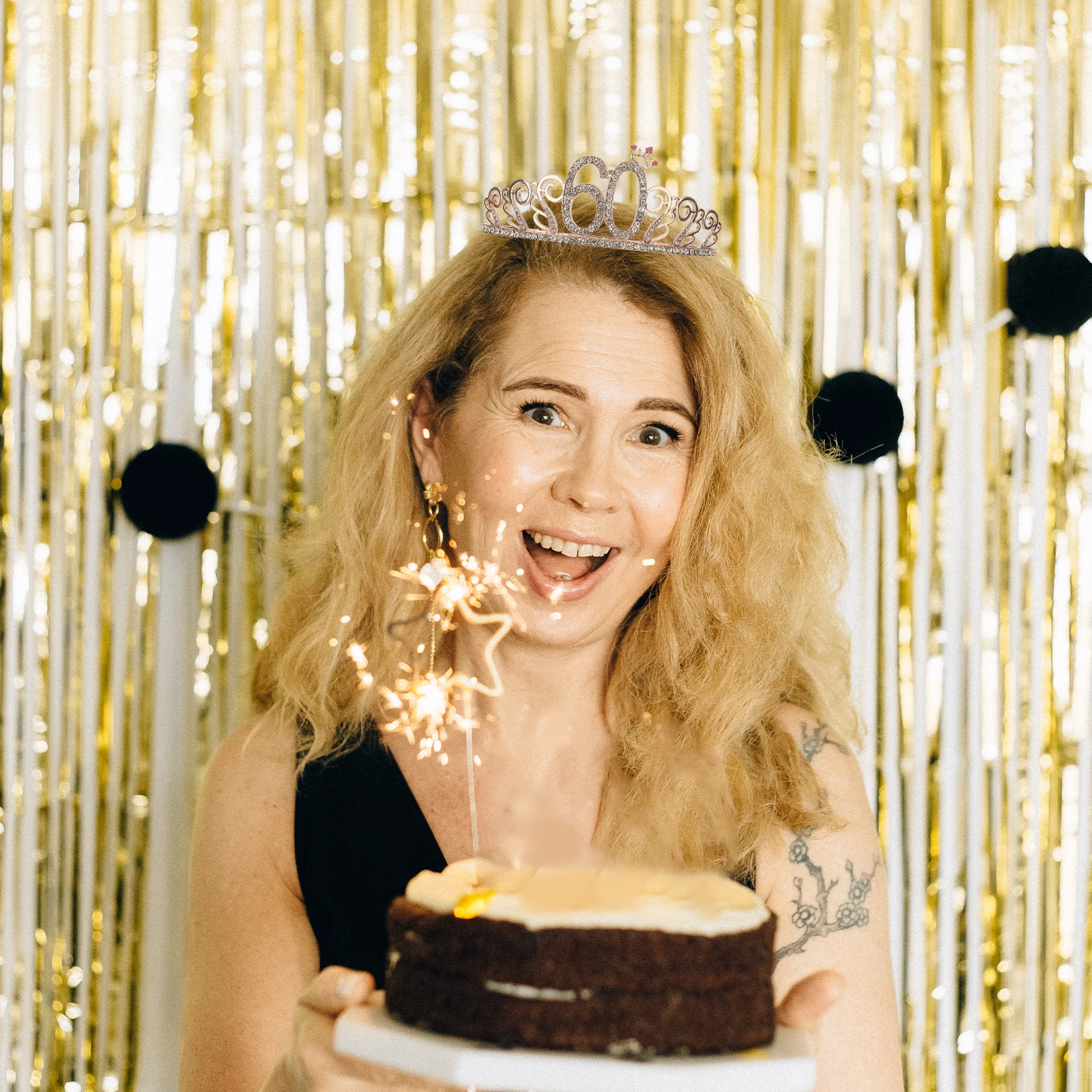 

Charming Birthday Crown Sash Set Alloy Shiny Beautiful Eye catching Party Celebrations Tiara Women Accessories