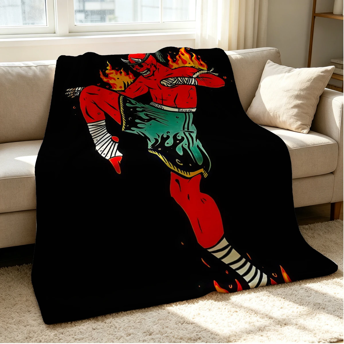 Fire Fighter Flannel Blanket Warm Soft Halloween Christmas Couch Warm Cozy Decorative Decor Gift for All Season